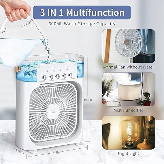 Portable Mini Air Cooler – 3-in-1 Fan, Cooler & Humidifier for Instant Cooling